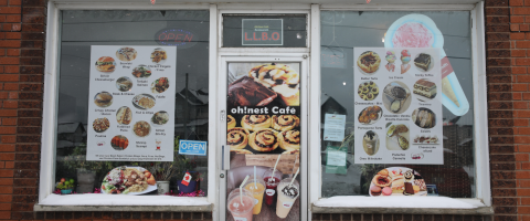 signage outside cafe in Keswick
