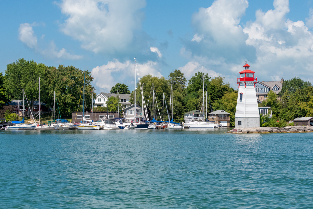 Lighthouse on the shore of the lake