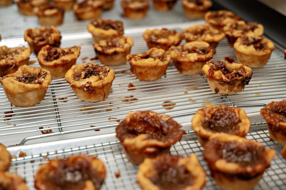 butter tarts on baking rack