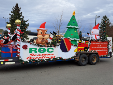 parade float with inflatables on it